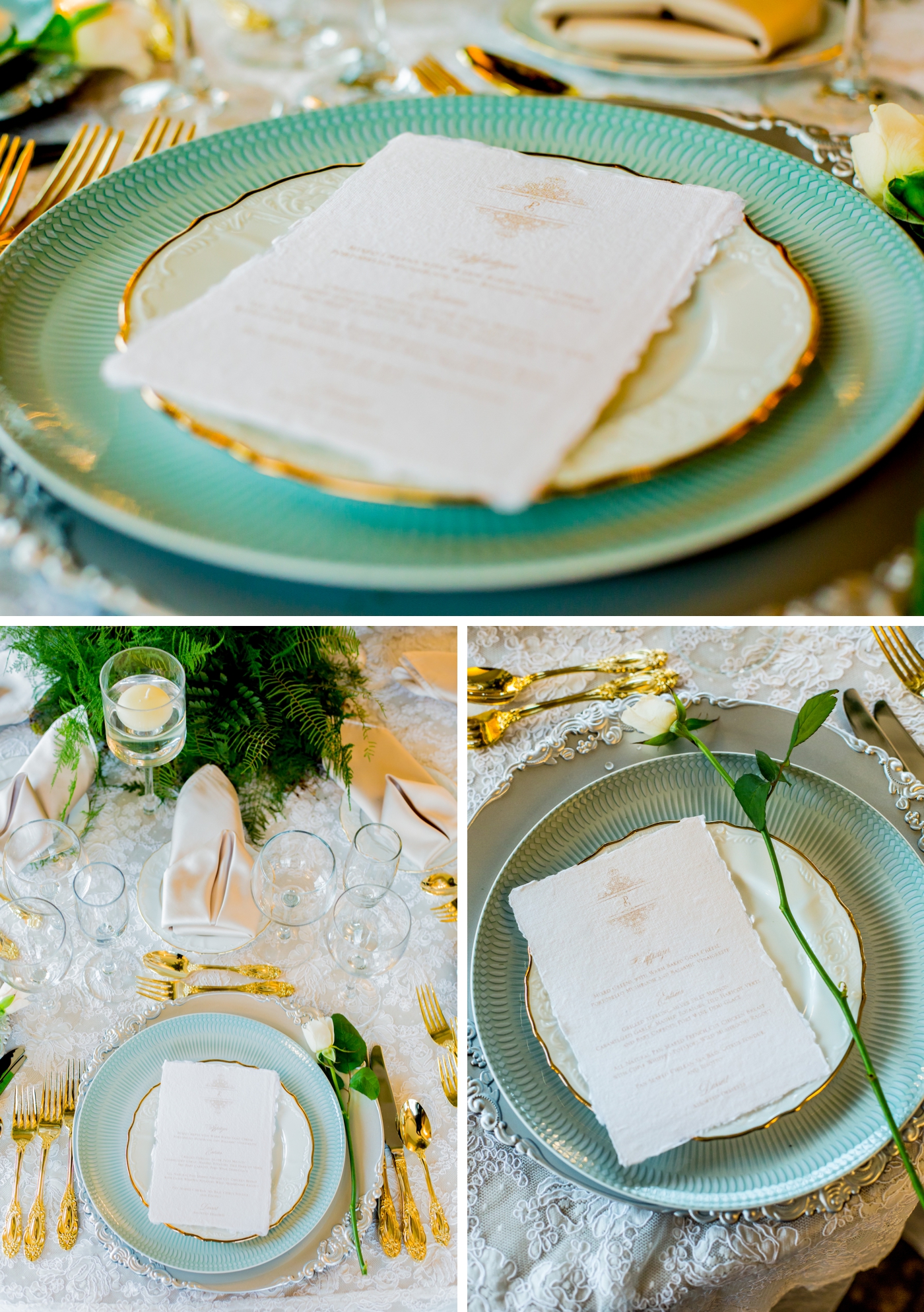 Mint green table place setting