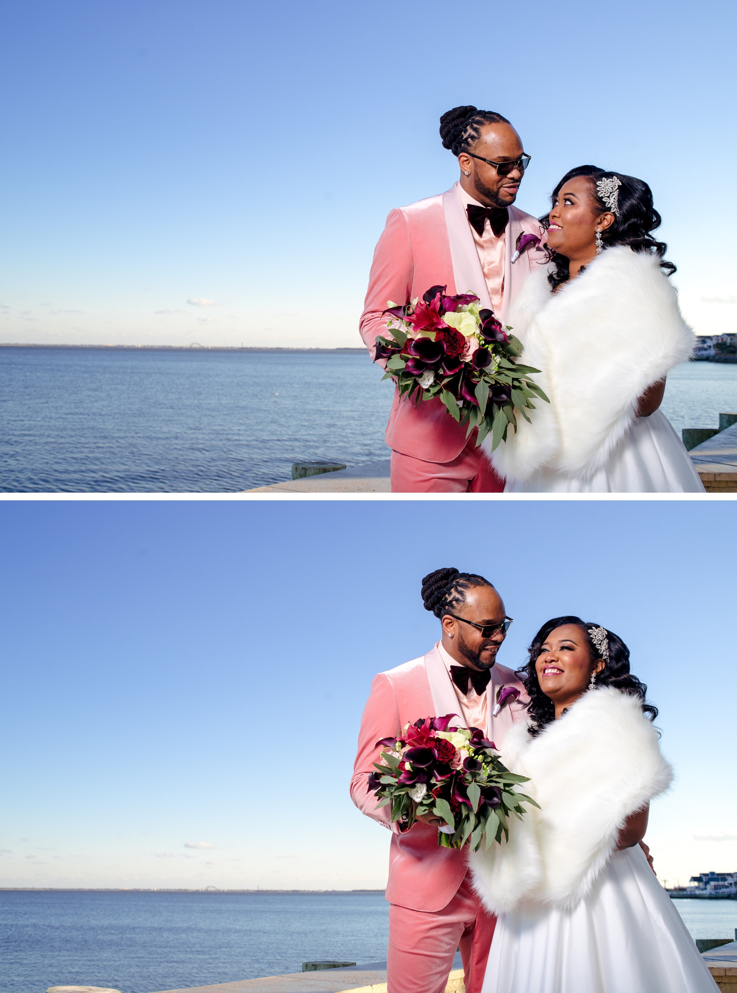 bride and groom portraits wedding at the piermont
