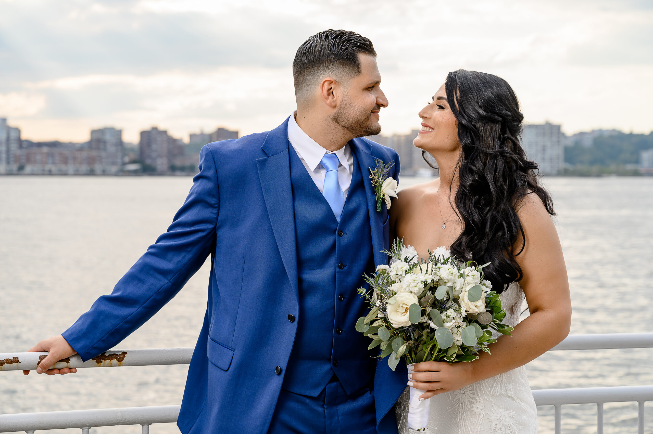Couple enjoying sunset photos at The Lighthouse Chelsea Piers Manhattan, NY.